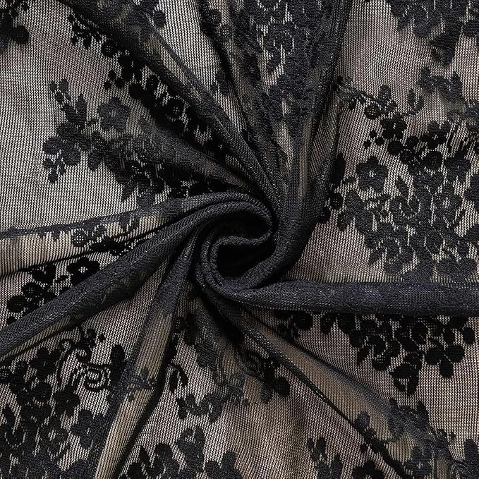YJ YANJUN Vintage Lace Curtains 30 Inch Length 2 Panels Floral Halloween Goth - Image 4