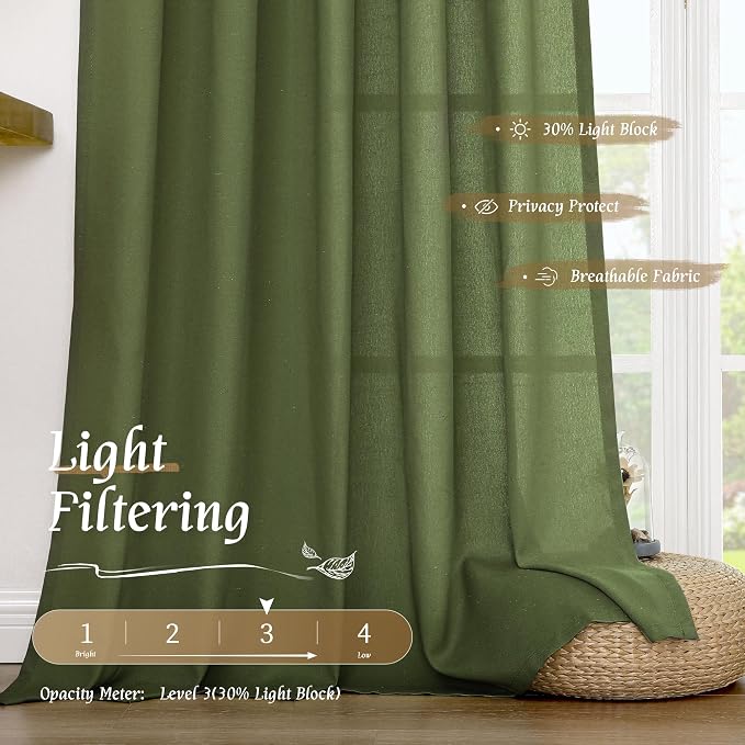 LAMIT Olive Green Linen Curtains - Image 4