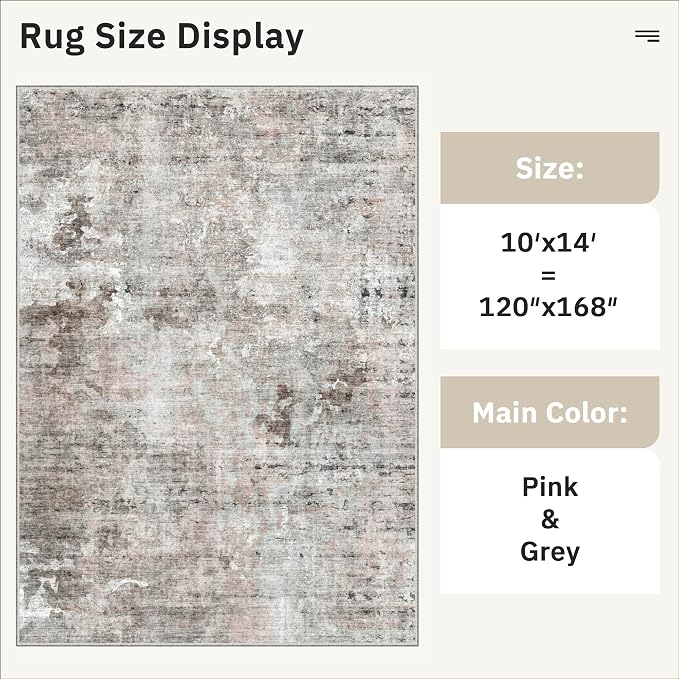 10x14 Area Rugs for Living Room, Non Slip Machine Washable Vintage Rugs - Image 5