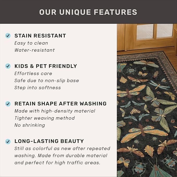 Dark Black Boho 2x10 Rug Runners - Image 7