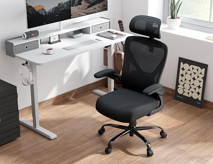 Ergonomic Office Chair - X-Shaped Computer Desk Chair Comfy, Gaming Chair, Office Chair with Lumbar Support, Mesh Office Chairs with Headrests, Desk Chair for Long Hours (Black Orange)