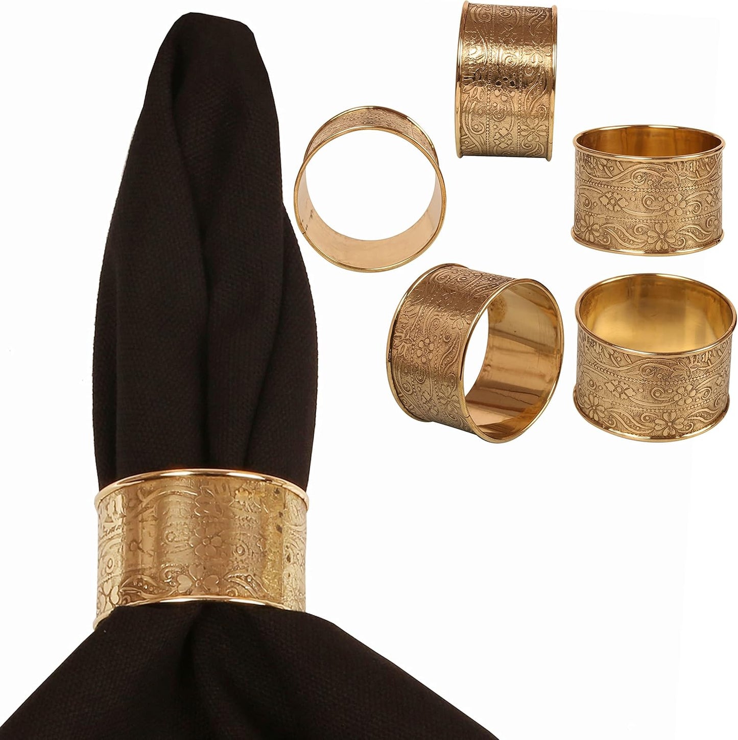 Gorgeous Beautifully Handcrafted Floral Large Size Gold Color Party Dining Table Napkin Holders (Set Of 6)