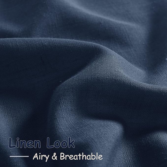 Nanspring Denim Blue Linen Curtains 96 Inches Long 2 Panels Set - Image 5