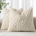 decorUhome Throw Pillow Covers 20x20 Inch Set of 2, Soft Plush Faux Wool Beige by decorUhome