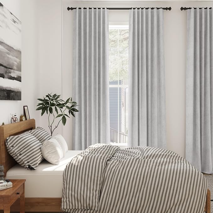Grey Linen Curtains 102 Inches Long 2 Panels Set - Image 7