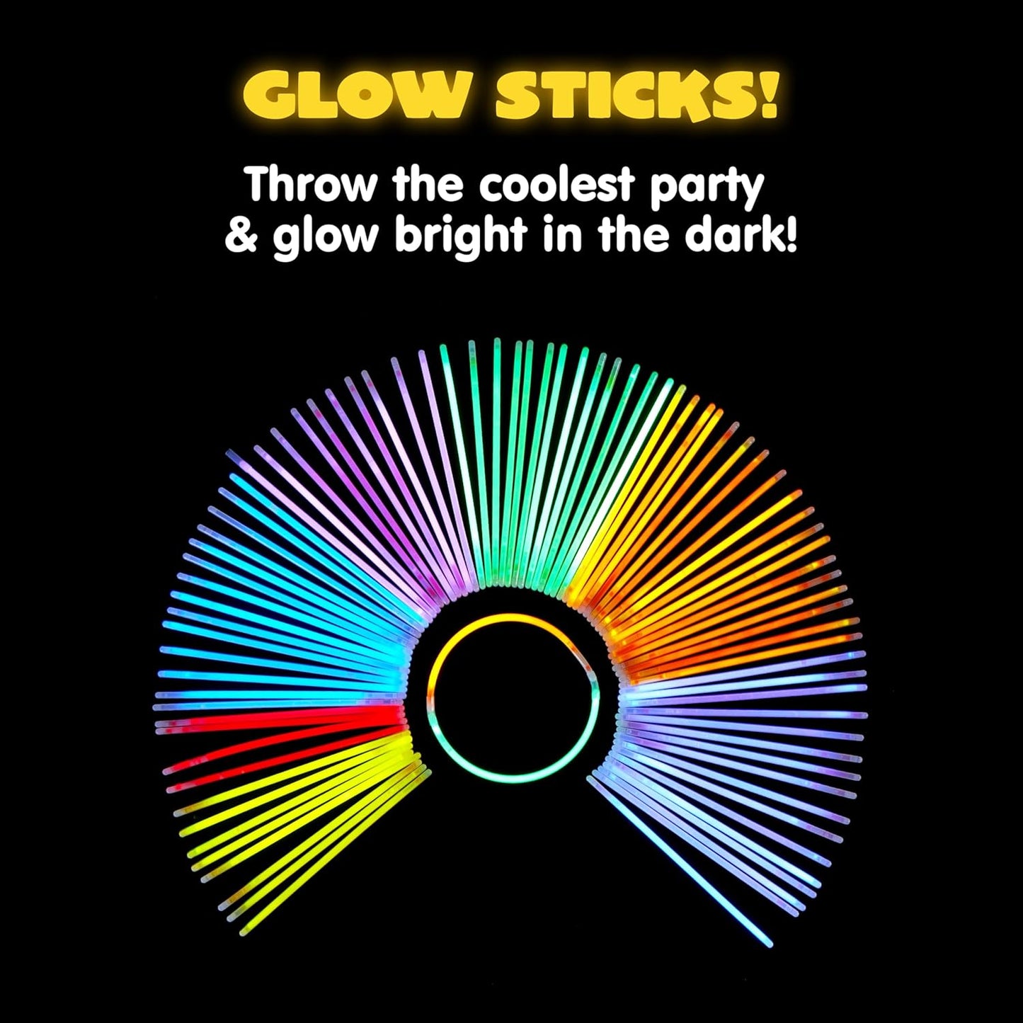 JOYIN 600 Pcs 8" Glowsticks, Halloween Supplies Pack, Bracelets Necklaces, Glow in the Dark Party Favors, Easter, Christmas, Football Party Supplies
