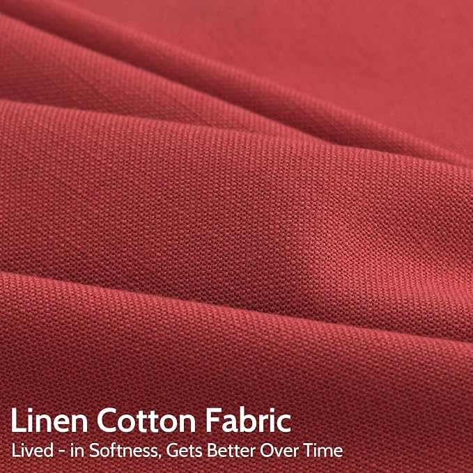 Nanspring Christmas Red Linen Curtains 84 Inch Length 2 Panels Set - Image 4