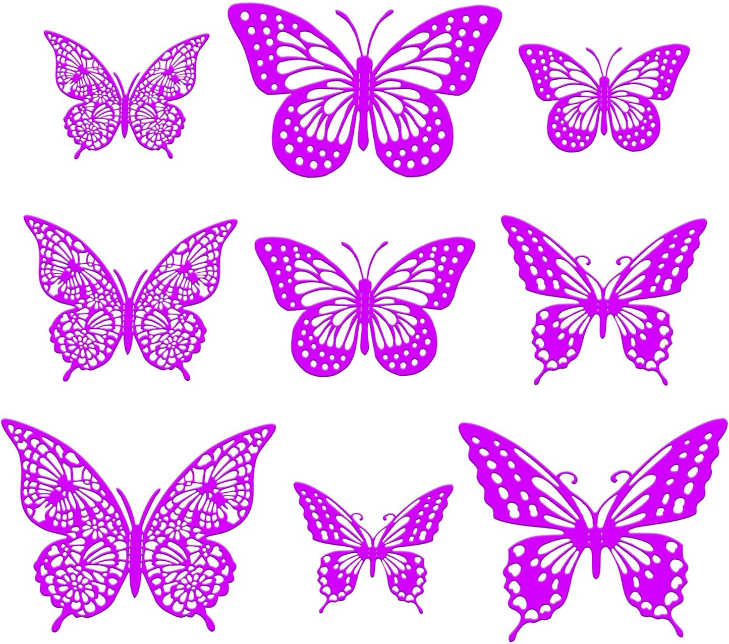 Gyufise Metallic Purple Butterfly Cupcake Toppers Hollow Art 3D Butterfly Cake Toppers Decorations Baby Shower Wedding Anniversary Kids Birthday Party Cake Wall Decorations Supplies 36Pcs