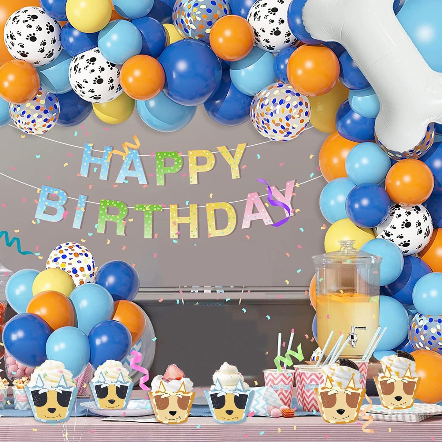 Cartoon Blue Dog Cupcake Wrappers 20pcs Dog Family Cupcake Liners Baking Cups for Blue Dog Theme Birthday Party Supplies Baby Shower Decorations