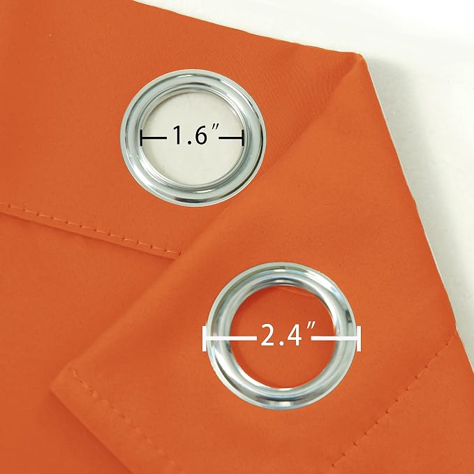 LEMOMO Orange Blackout Curtains 38 x 63 Inch Length/Set of 2 Curtain - Image 4