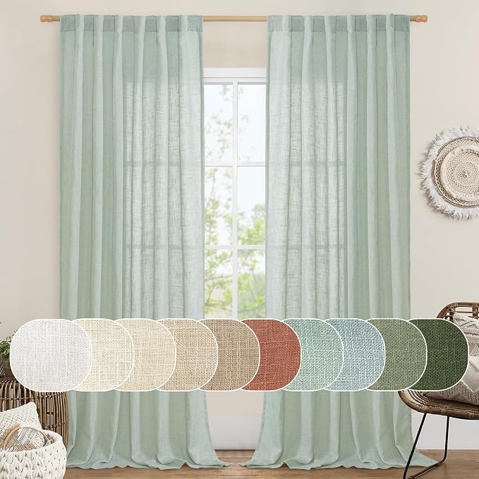 LAMIT Living Room Linen Curtains 95 Inch by LAMIT