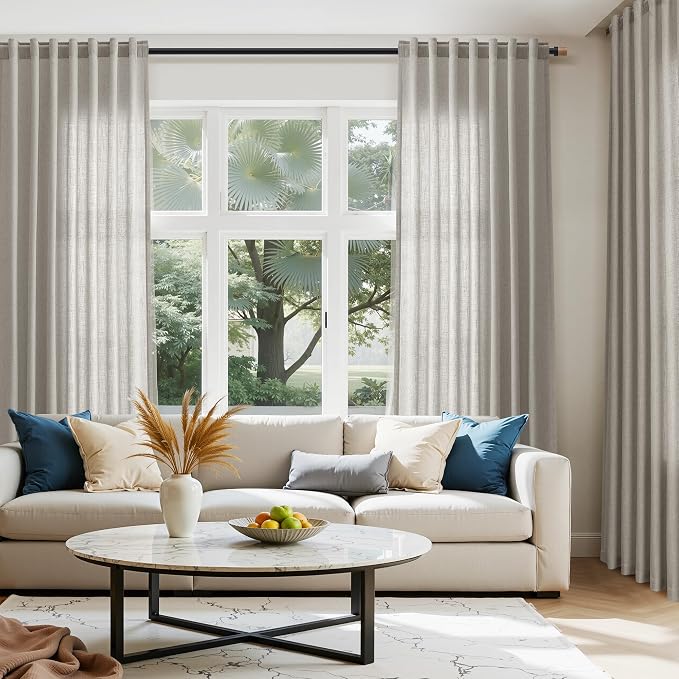 Nanspring Silver Grey Linen Curtains 90 Inch 2 Panels - Image 5