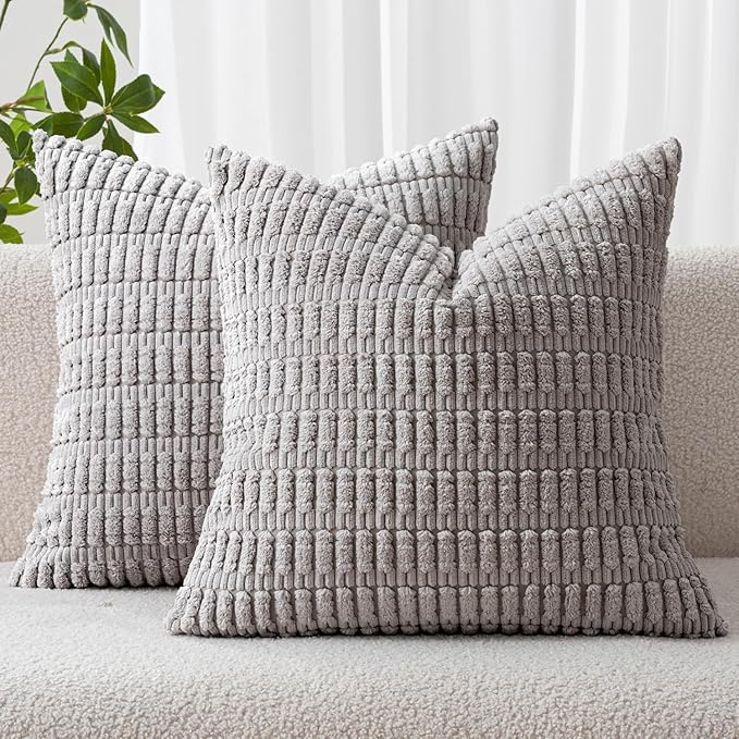 MIULEE Pack of 2 Corduroy Decorative Throw Pillow Covers 18x18 Inch Soft Boho by MIULEE