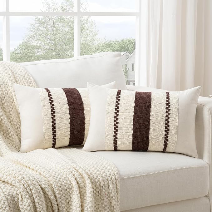 Fancy Homi Set of 1 Boho Brown Long Lumbar Decorative Throw Pillow Cover 14x24 - Image 2