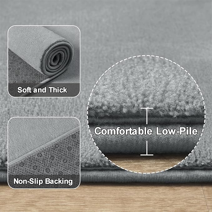Amearea Large Modern Area Rugs for Bedroom Living Room, 5x8 Feet Grey Thickened - Image 3