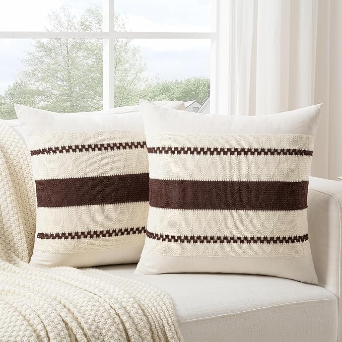 Fancy Homi Set of 1 Boho Brown Euro Decorative Throw Pillow Cover 26x26 Inch - Image 2