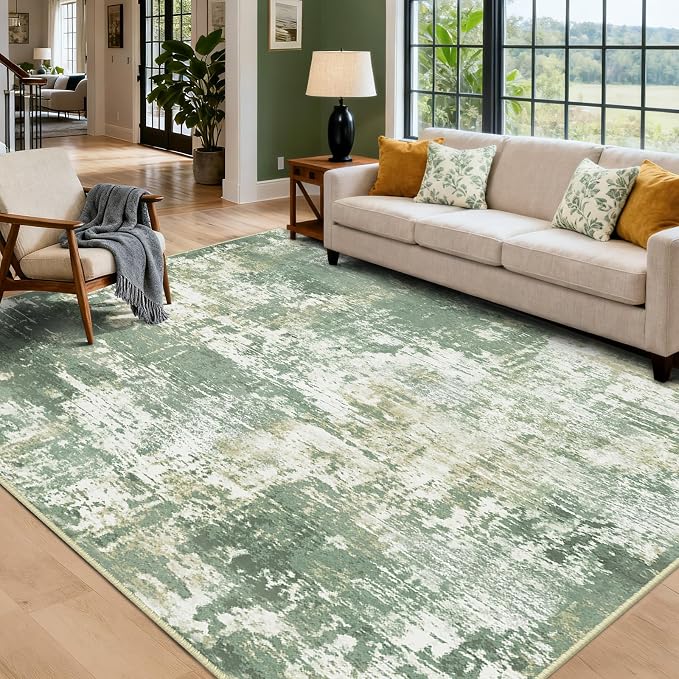 Washable Area Rugs 9'x12' Non-Slip Modern Abstract Soft - Image 2
