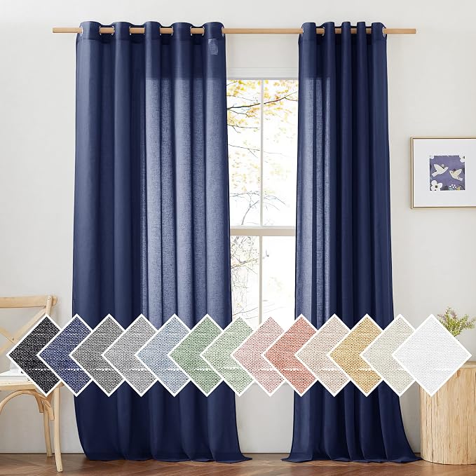 NICETOWN Linen Textured Sheer Curtains 84 inch Long by NICETOWN