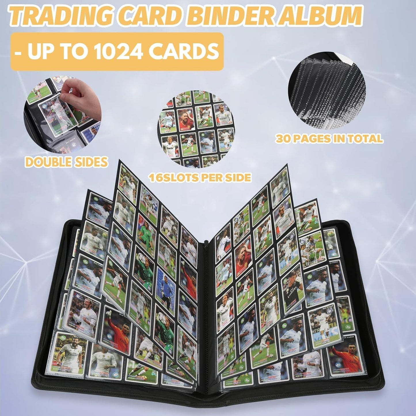 Trading Card Binder 16 Pocket, 1024 Pockets Card Binders, Card Collection Binder, Card Album Folder for MTG, TCG, Sports Cards, Game Cards (Red)