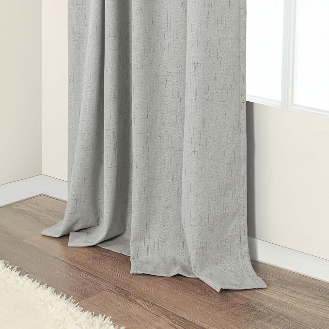 Pitalk 45 Inch Length Blackout Curtains Set of 2 Panels Back Tab Linen Cotton - Image 7