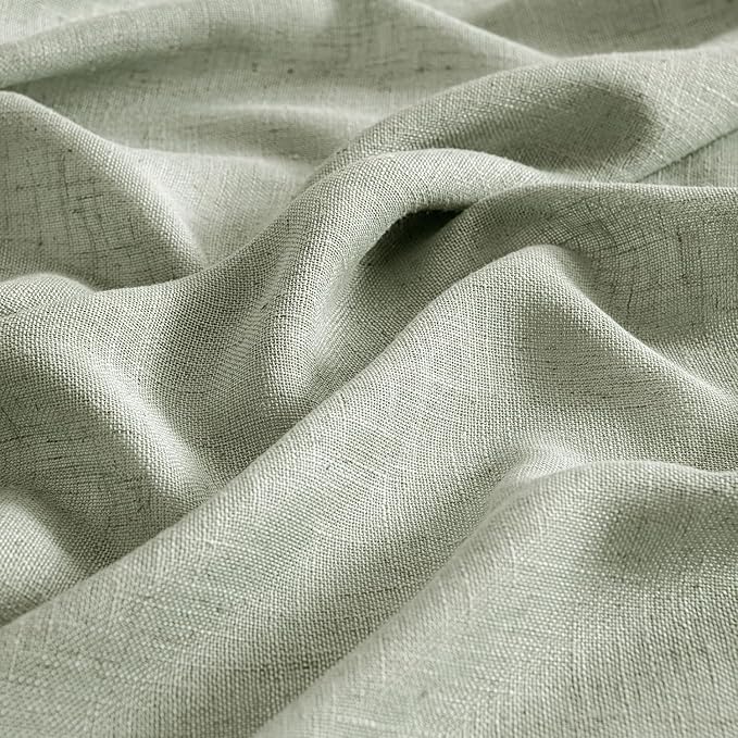 MIULEE Sage Linen Curtains 63 Inch Length 2 Panels - Image 4