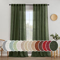 MIULEE Olive Green Linen Curtains 90 Inch Length 2 Panels by MIULEE
