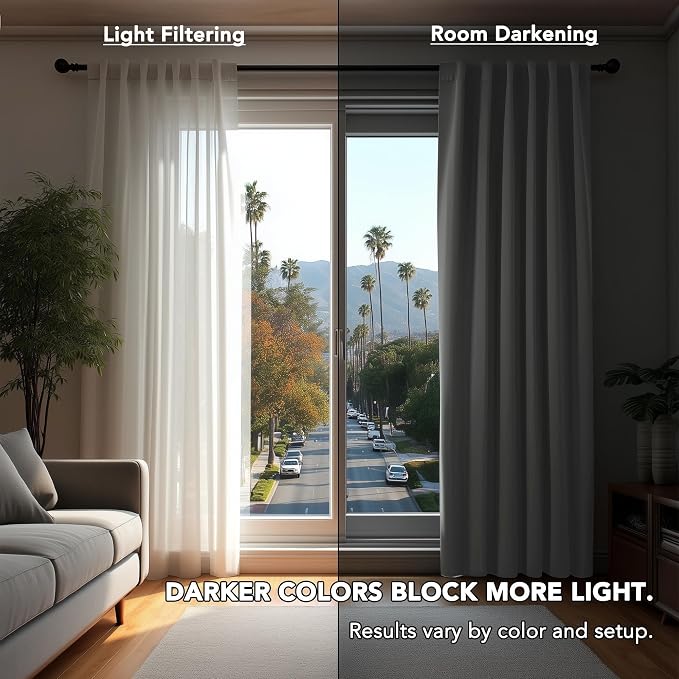 Deconovo Blackout Curtains, Thermal Insulated, W42 x L45 2 Panels, Back Tab - Image 3