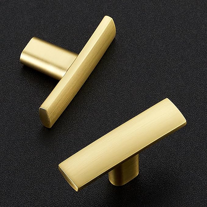 30 Pack Cabinet Handles Single Hole - Curved Cabinet Knobs Brushed Brass Drawer Pulls for Kitchen Cupboard Solid Pulls for Dresser Drawer Arch Closet Hardware