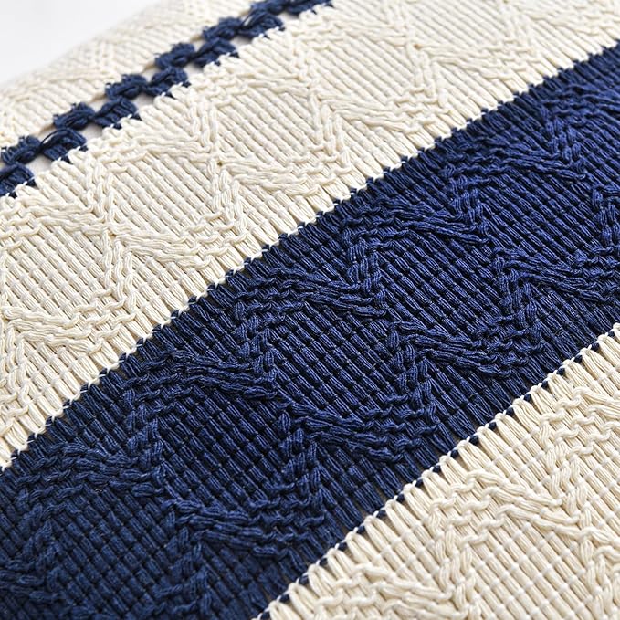 Fancy Homi Set of 1 Navy Blue Euro Decorative Throw Pillow Covers 26x26 Inch - Image 4