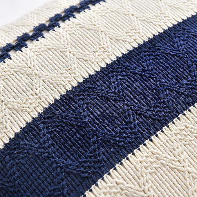 Fancy Homi Set of 1 Navy Blue Decorative Throw Pillow Covers 18x18 Inch - Image 4