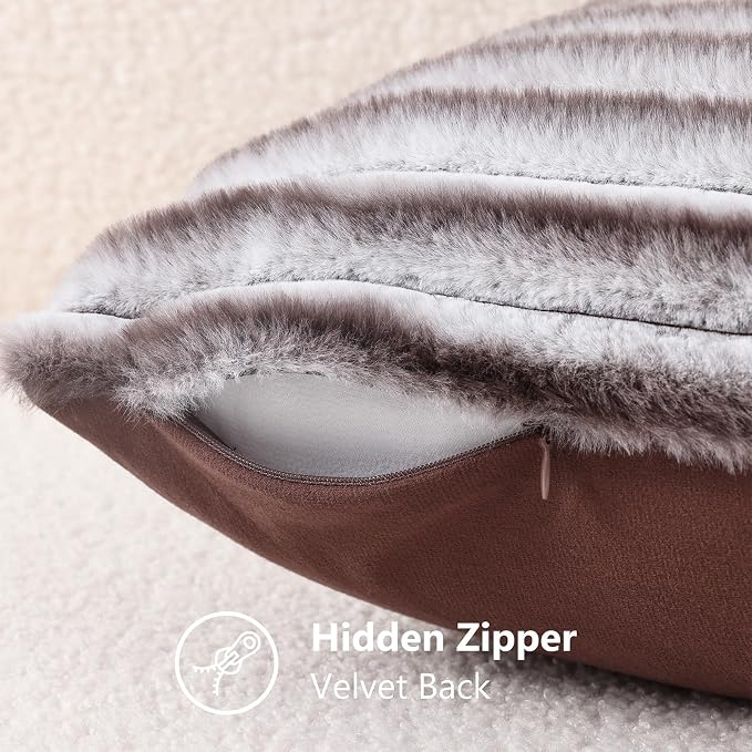 decorUhome Cozy Faux Fur Throw Pillow Covers 22x22 Set of 2 Decorative Soft - Image 8