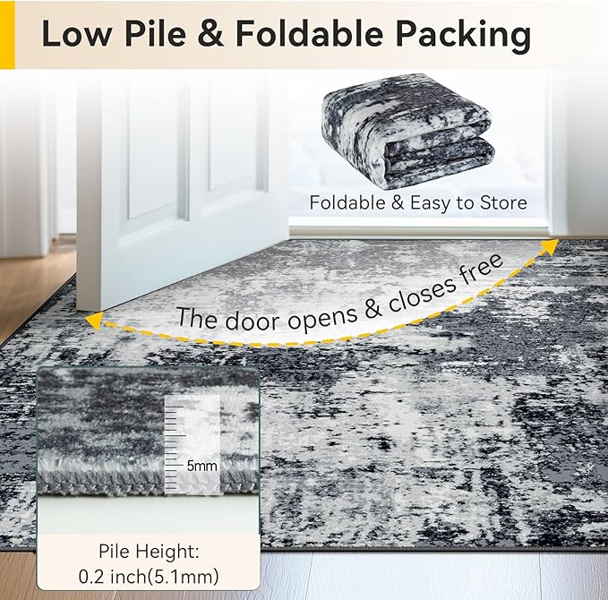 Washable Area Rugs 4'x6' Non-Slip Modern Abstract Soft - Image 6