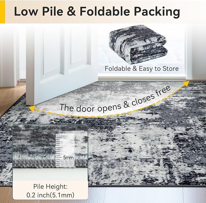 Washable Area Rugs 2'x3' Non-Slip Modern Abstract Soft - Image 5