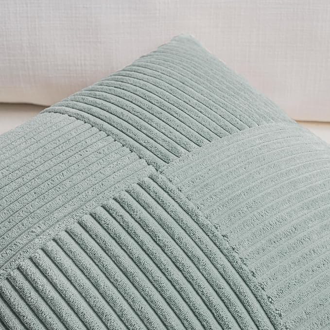 Fancy Homi 2 Packs Grey Blue Samll Decorative Throw Pillow Covers 12x12 Inch - Image 3
