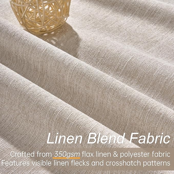 Topfinel 95 Inches Long Blackout Natural Linen Curtains - Image 3