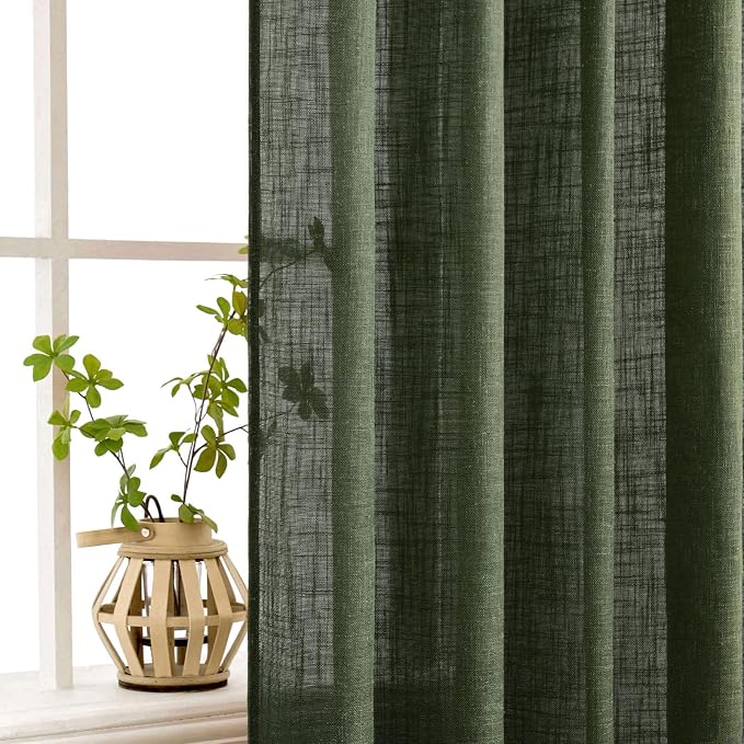MIULEE Olive Green Linen Curtains 72 Inch Length - Image 5