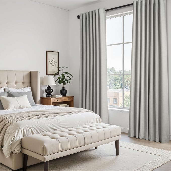Topfinel 92 Inch Linen 100% Blackout Curtains 2 Panels - Image 7