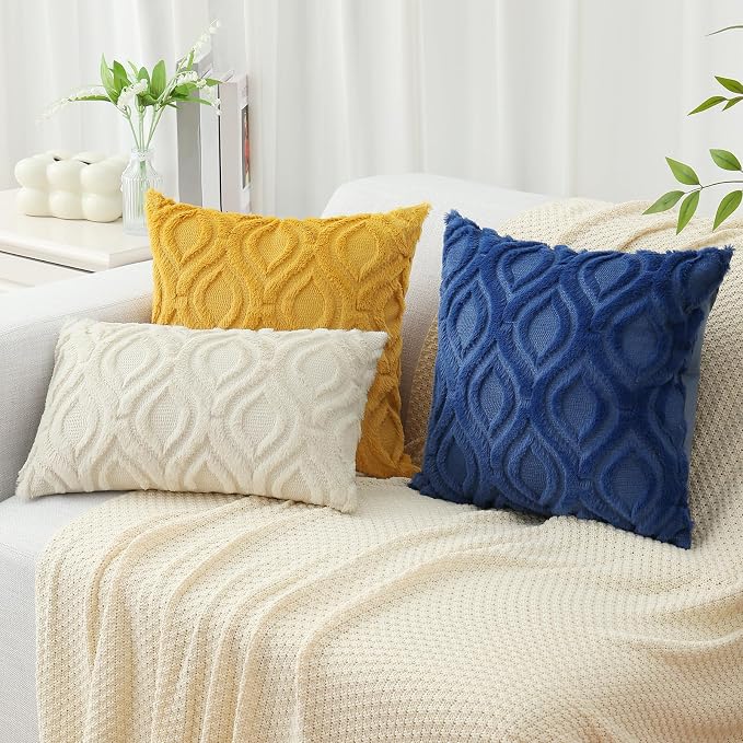 decorUhome Throw Pillow Covers 12x20 Inch Set of 2, Soft Plush Faux Wool Dark - Image 6