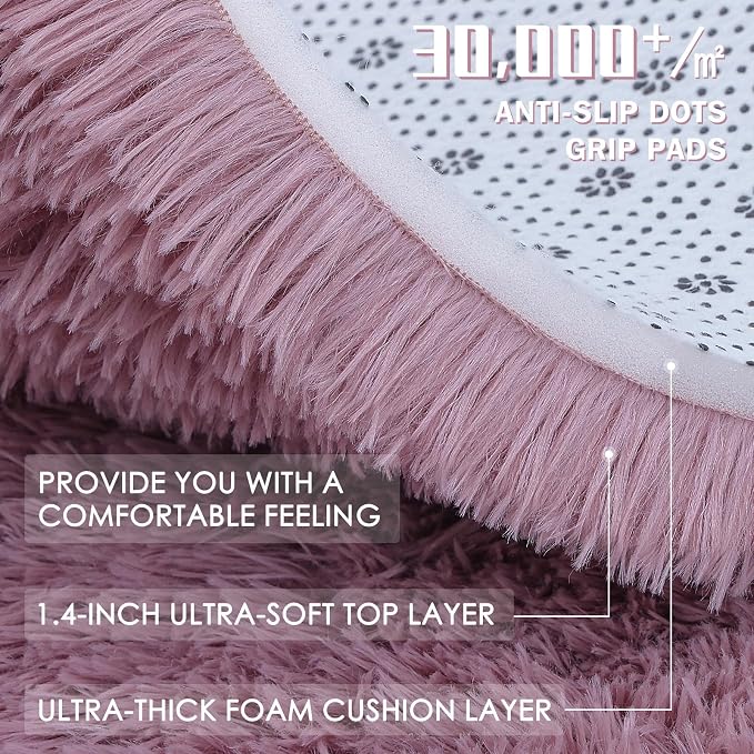 OLANLY 2x3 Machine Washable Small Bedside Rug, Soft Fluffy Shaggy Entryway - Image 8