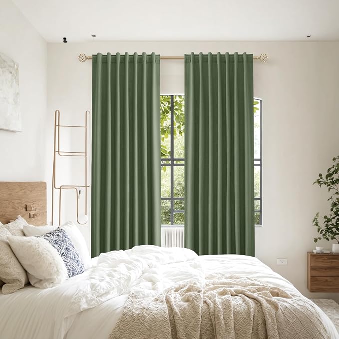 Guken Olive Green 100% Blackout Curtains 63 Inch Length 2 Panels Set - Image 8