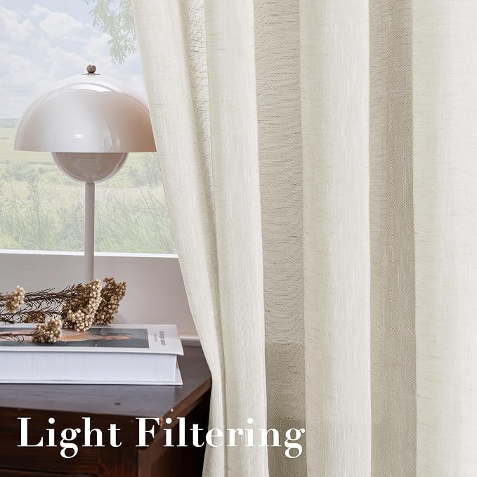 H.VERSAILTEX Elegant Natural Linen Curtain Panels Energy Efficient Semi - Image 5