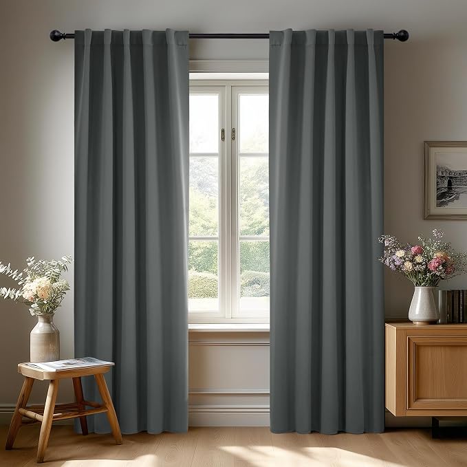 Deconovo Blackout Curtains, Thermal Insulated, W38 x L84 2 Panels, Back Tab by Deconovo