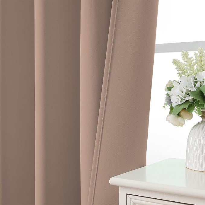 CUCRAF Khaki Blackout Curtains 54 inch Length 2 Panels Set, Rod Pocket Room - Image 6
