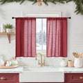 BGment Burgundy Linen Kitchen Curtains by BGment