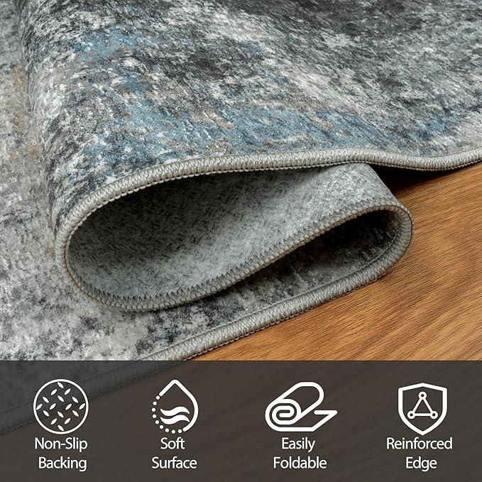 9x12 Area Rugs for Living Room Rug Washable: Abstract Large Rug for Dining Room - Image 3