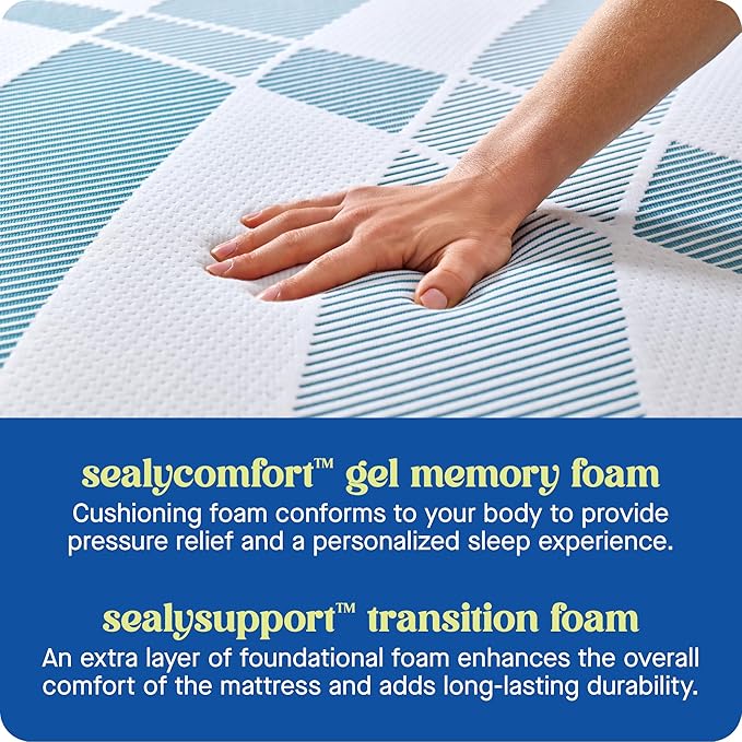 Sealy Dreamlife 12" Foam Mattress-in-a-Box, Queen, SealyComfort Gel Memory Foam, SealySupport Transition Foam, Surface-Guard Technology