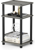 Furinno Just 3-Tier Turn-N-Tube End Table / Side Table / Night Stand / Bedside Table with Plastic Poles, 1-Pack, French Oak Grey/Black
