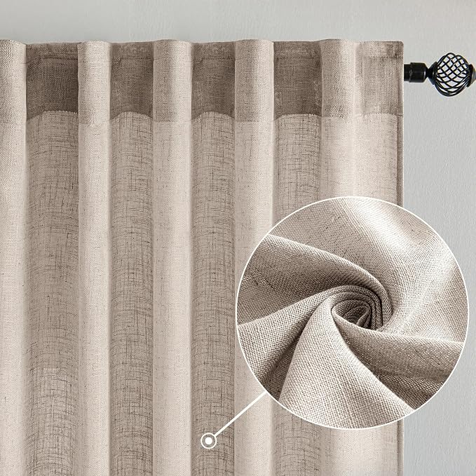 MIULEE Natural Linen Curtains 84 Inch Length 2 Panels - Image 2