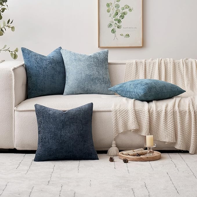 MIULEE Pack of 2 Lumbar Couch Throw Pillow Covers 20x12 Inch Coastal Smoke Blue - Image 2