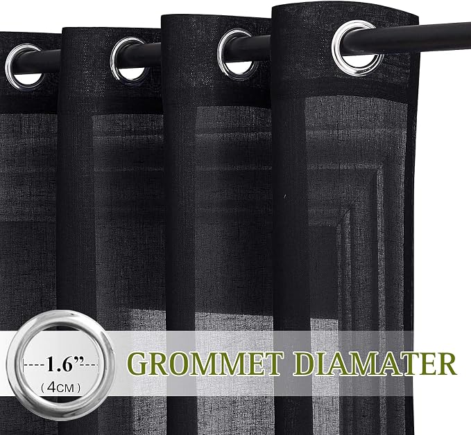NICETOWN Black Semitransparent Sheer Curtains - Image 2